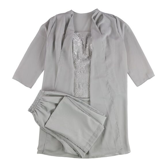Make You Pretty More Womens Floral Lace Pant Suit, Grey, NWT - Picture 1 of 5